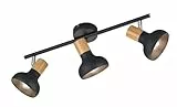 RL LIVE YOUR LIGHT Reality Leuchten Spotbalken Latika R81523032, Metall Schwarz matt, Holznachbildung, exkl. 3x E14