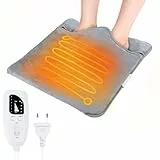 SGZIOO Fusswärmer Elektrisch, Elektrischer Fußwärmer mit 6 Temperaturstufen & 4 Timer, Schnellheizendes, Waschbar, Fusswärmer Erwachsene Elektrisch, für Fuß, Rücken und Ganzkörper (Grau)