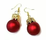 Miniblings Weihnachtsbaumkugeln Weihnachtsbaumkugel Ohrringe Miniblings Christbaumkugel Baumkugeln - Handmade Modeschmuck I Weihnachten Xmas rot matt - Ohrhänger Ohrschmuck vergoldet