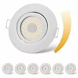 cloksh LED Einbaustrahler 230V Flach Dimmbar LED Spots 6W IP44 Bad Einbauleuchten Weiß Deckenspots Deckenstrahler,Neutralweiß 4000K Schwenkbar Einbauspots für Badezimmer Küche Wohnzimmer,6er Set