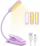 Leselampe Buch Klemme, TEAMPD Buchlampe mit 10 LEDs, 3 Farbtemperatur Modi Dimmbare Helligkeit, Augenschutz Klemmlampe, USB Wiederaufladbare Klemmleuchte, 360° Flexibel für Nachtlesen ins Bett, Reisen