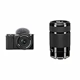 Sony ZV-E10K Systemkamera (APS-C) mit 16-50 mm f/3,5-5,6 II Power Zoom Kit-Objektiv – dreh- und schwenkbarer Bildschirm, Echtzeit-Augenautofokus, ideal für Vlogger & Einsteiger + SEL55210