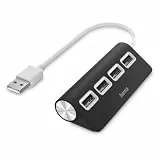 Hama USB Hub 4 Ports (High-Speed Datenübertragung, 4X USB-A für Maus, USB-Stick, USB-Dongle, Externe HDD, SSD, usw., Multiport Adapter, USB Adapter 4in1 für Büro, Homeoffice und unterwegs) schwarz