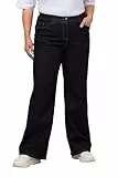 Ulla Popken Damen Mary, brede ben, 5 lommer, komfortlinning Flared Jeans, Dark Blue Denim,52 (US 24)