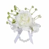 NVOQILIN Seidenblumen-Handgelenk-Corsage mit künstlichen Perlen, Dekorationen für Hochzeitszeremonie, Jahrestag, Bankett, Zubehör, Braut-Handgelenk-Blume