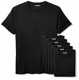 Amazon Essentials Herren Unterhemden Aus Baumwolle Mit Rundhalsausschnitt In Slim-Fit-Passform, 6er-Pack, Schwarz Kurzarm, XXL