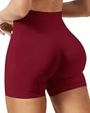 HLTPRO Sport Shorts Damen Scrunch Kurze Sporthose Butt Lifting Gym Shorts Seamless Workout Kurz Leggings Nahtlose Push Up Booty Radlerhose im Sommer für Fitness Yoga Gym,Scharlachrot,M