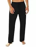 Marvmys Schlafanzughose Herren Lang Baumwolle Einfarbige Pyjamahose Schlafhose Haushose Freizeithose Yogahose mit Gürtel und Taschen