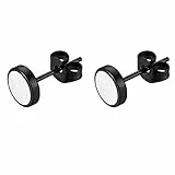Flongo Ohrringe Herren Ohrstecker Damen: fake plug faux gauges fakeplugs weiß schwarz weiss tunnel Edelstahl Stud piercings Cheater Gestüt Ohr Stecker earrings plugs für Frauen Männer 3-14mm