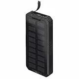 goobay 53934 20000 mAh Outdoor Powerbank mit Solarpanel & Schnellladefunktion/Externer Akku mit Schnelllademodus/Power Bank für Smartphone & Tablet/Powerpack mit 2 USB-A QC 3.0 Ports, Schwarz