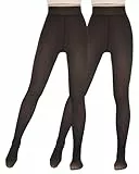 CAMPSNAIL 2er Pack Thermo Strumpfhose Damen Fleece Winter Leggings Warme Gefüttert Thermostrumpfhosen Gefälschte Durchscheinend Plüschstrümpfe Pantyhose