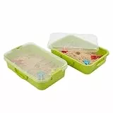 Relaxdays Sandkasten mit Deckel, 2er Set, Kunststoff, HBT: 8 x 38 x 25 cm, kleine Sandkiste für Kinder, Indoor, hellgrün