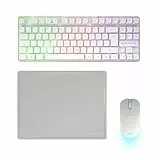 Mars Gaming MCPWTKL, Spanisch, Kabelloses Gaming-Combo, DualPro Link 2.4GPRO-Technologie, TKL FRGB Rainbow Tastatur + RGB 3200DPI Maus mit HUANO-Switches + rutschfeste 360x260mm-Mausmatte, Weiß