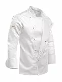 strongAnt Kochjacke Herren Slim Fit Stretch BW mit Druckknöpfen, Bäckerjacke - Langarm - Weiß XXL