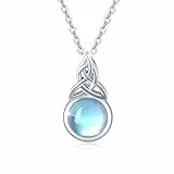 CUOKA MIRACLE Mondstein Halskette - 925 Sterling Silber Regenbogen Mondstein Anhänger Kette für Damen und Kinder