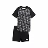 PUMA Jungen TRAIN ALL DAY Essentials Bedrucktes T-Shirt und Shorts im Set 164, Black