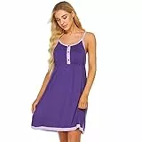 Balancora Baumwolle Umstandsmode Nachtkleid Damen Stillnachthemd Umstandsnachthemd Ämelloses Nachthemden für Schwangere und Stillzeit