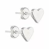 LIEBESKIND BERLIN TIME & JEWEL Ohrringe LJ-0500-E-08 Damen Ohrstecker Herz Edelstahl Silber, One Size
