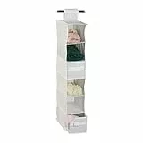 Relaxdays Hängeregal Stoff, Hängeaufbewahrung, 6 Fächer, 2 Schübe, für Kleiderschrank, HBT: ca. 82x14,5x30 cm, weiß