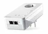 Devolo 8705 WiFi Repeater+ AC - Dual-WLAN-Verstärker mit Steckdose (kompatibel mit allen Routern, 1200 Mbit/s, 2 x LAN-Ports, Ap-Modus, Zugangspunkt), Weiß