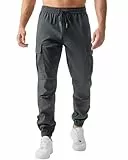 LVCBL Hose Herren Cargo Jogginghose mit Elastischer Taille Taschen Bundeswehr Hose Outdoor Dunkelgrau XL