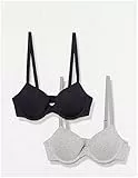 Amazon Essentials Damen Halbschalen-BH aus Baumwolle, 2er-Pack, Grau Meliert/Marineblau, 80B