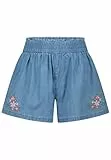 SALT AND PEPPER BY KIDS PARK Mädchen Weite Shorts mit Blumen Stickerei Jeans, Light Blue, 140 cm