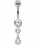 OUFER Body Piercing 14G Internally Titanium Bauchnabelpiercing Belly Bars Navel Piercing Bars Jewellery Nabelpiercing Teardrop Dangle Navel Belly Button Ring