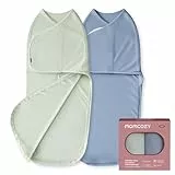 Momcozy Pucksack Baby 0-3 Monate, leiser Verschluss,Swaddle für frischgebackene Eltern, reduziert den Schreckreflex, unverzichtbar für Neugeborene 0-3 Monate, 2er-Pack, Blau und Grün