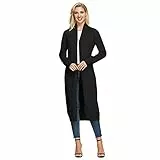 GRACE KARIN Damen Strickjacke Open Front Langarm Knitwear Casual Maxi Lang Cardigan Sweater Pullover Schwarz 2XL CLE02380-1