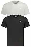 FILA Men's Brod Tee/Double Pack T-Shirt, Black-Light Grey Melange, M