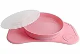 Twistshake Click-Mat Mini + Platte | Anti-Rutsch-Geschirrset für Babys | Babyteller + Baby-Tischset (31x17) | BPA-freier Baby-Entwöhnungsteller | Essenstrainingsplatte für Kinder ab 6m+ | Rosa