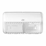 Tork 557000 Spender für Kleinrollen Toilettenpapier T4 in Weiß / Hygienischer Papierspender für Toiletten im Elevation Design