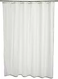 Amazon Basics Duschvorhang, Wasser- und schimmelresistenter Stoff, Badezimmervorhang mit Ösen und Haken, maschinenwaschbar, 183 x 183 cm, Weiß
