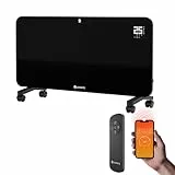 Juskys Glasheizung 2000W Glaskonvektor, Elektroheizung, App-Steuerung, LED-Display, Timer, Wand- & Standgerät mit Fernbedienung