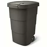 Prosperplast Wheeler 95L Müllbehälter mit Rädern und Deckel Mülltonne Müllgroßbehälter Großmülltonne Universaltonne Kunststoff (Schwarz)