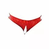 KHUFUZI Frauen sexy Unterwäsche Unterwäsche Spitze Tangas Höschen Niedliche G-Strings Kurzes Geschenk für Freundin (Rot)