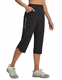 baleaf Wanderhose Damen Fahrradhose Capri Leicht Sommerhose Trekkinghose Schwarz L