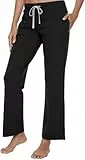 U2SKIIN Pyjamahose Damen lang 100% Baumwolle, Schlafhose Damen Schlafanzughose lang Pyjama Hose Schlafanzug Hose Freizeithose Haushose (Schwarz, M)