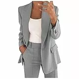 Awrvia Hosenanzüge Damen Blazer 2-teilig Anzugjacke Einfarbig Anzug Set Festlich Damenanzug Sportlich Streetwear Elegant Freizeitmantel Business Mode Mantel
