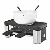 WMF KÜCHENminis® Raclette und Schokofondue für 2 Personen; mit Keramikschüssel für Schokoladenfondue, 370 W, cromargan matt/silber