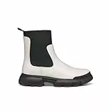Geox J Junette Girl C Chelsea Boot, LT Ivory/Black, 35 EU