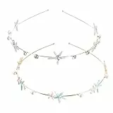 minkissy 2 Stück Seestern Meerjungfrau Stirnband Strass Hochzeit Haarschmuck Strand Hochzeit Haarband für Frauen Bräute und Brautjungfern