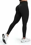 JOYSPELS Sport Leggings Damen Scrunch Butt, Sporthose Damen Lang Blickdicht Po Push Up Seamless Leggins Tights Schwarz M