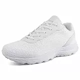 Knixmax Outdoor Herren Damen Extra Weit Laufschuhe Walking Schuhe Breite Turnschuhe Leichte und Atmungsaktive Trainer Bequeme Fitnessschuhe Weiß EU43
