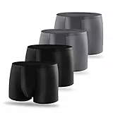 SIHOHAN Herren Unterhosen, Atmungsaktiv Männer Unterwäsche, Sehr Flache und Feine Nähte, 4er Pack, Schwarz-Grau, Größe L
