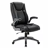 COLAMY Bürostuhl Ergonomisch, Chefsessel mit Hoher Rückenlehne, Ergonomischer 360° Drehstuhl für Büro, Schreibtischstuhl Lederstuhl mit Verstellbarer Neigungsverschluss, Schwarz