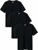 LAPASA Herren T-Shirts Baumwolle 3er Pack, Business Kurzarm Unterhemd Rundhalsausschnitt M05, Rundhals: Schwarz*3, XL