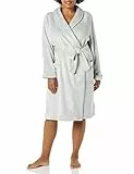 Amazon Essentials Damen Mittellanger Bademantel Plüsch (Erhältlich in Übergröße), Hellgrau, S