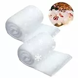 CJBIN Weihnachten Schneedecke, 2 Stück Kunstschnee Matte Deko Schneematte, 90 x 240 cm Weiße Schneedecke Weihnachtsdorf, Schneewatte Künstliche Schneedecke für Dorf-Displays Weihnachten Schmuck